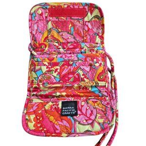 Sierra Pacific Crafts Quilted Floral Crossbody Clutch Wallet Pink Orange Yellow